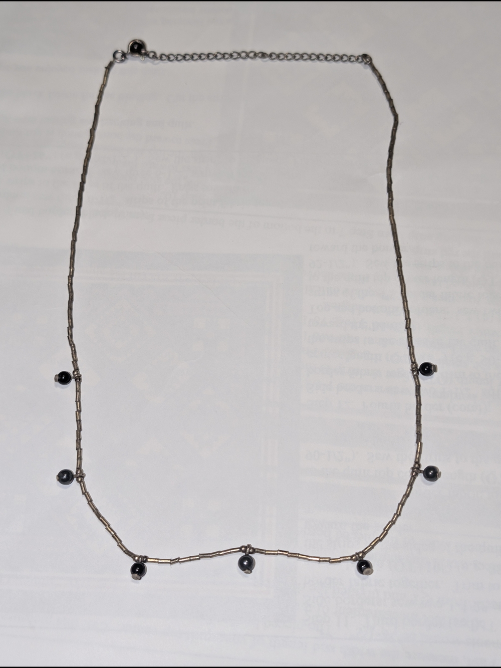 Vintage Sterling Liquid Silver Necklace With Onyx Beads